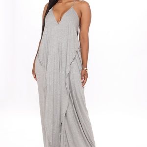 Long grey sleeveless maxi dress